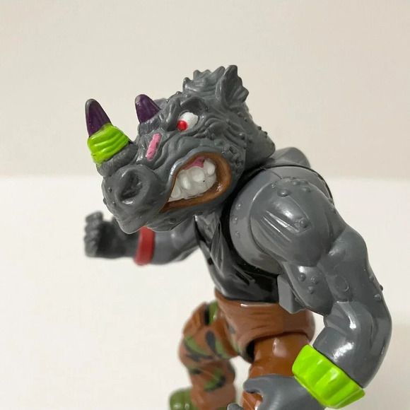 1991 TMNT Machine Gunnin Rocksteady Action Figure Wind Up Rhino - Picture 3 of 13